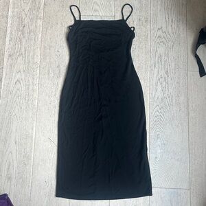 NWOT Commense Black Spaghetti-Strap Midi Slip Dress